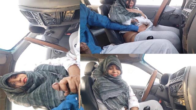 Hijabi Wife Sucking Lover Cock in The Car
